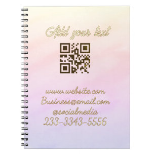 Caderno Espiral código QR personalizado simples adicione o texto d