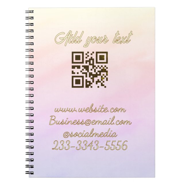 Caderno Espiral código QR personalizado simples adicione o texto d (Frente)