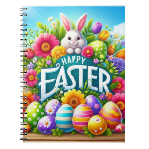 Caderno Espiral Coelhinho bonito de primavera/Páscoa com ovo
