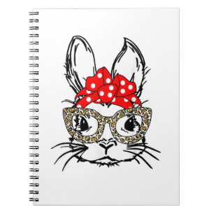 Caderno Espiral Coelhinho Bonito Rosto Leopardo Impressão Vermelho
