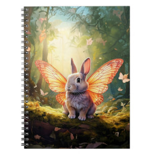 Caderno Espiral Coelhinho branco numa floresta encantada