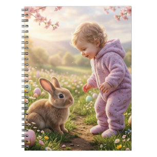 Caderno Espiral Coelhinho da Páscoa Fofo e Criança