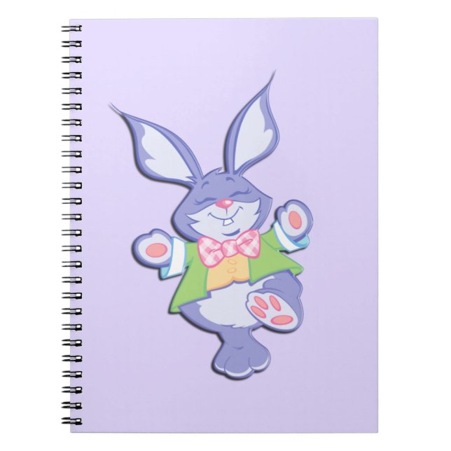 Caderno Espiral Coelhinho da Páscoa roxo de dança (Frente)