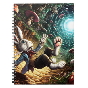 Caderno Espiral Coelhinho Pânico Caindo No Buraco Do Coelho