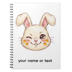 Caderno Espiral coelhinho travesso piscando Olhar Dor Rosto de Can