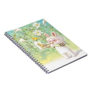 Caderno Espiral Coelhinho Trompetista com Pássaro no Jardim de Lír