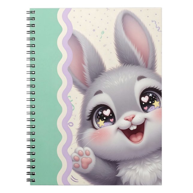 Caderno Espiral Coelho Acenando (Frente)