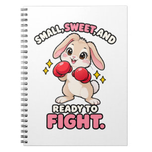 Caderno Espiral Coelho boxeador fofo pronto para lutar