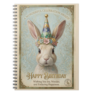 Caderno Espiral Coelho Caprichoso Aniversário Elegância