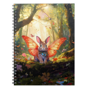 Caderno Espiral Coelho caprichoso em uma floresta encantada