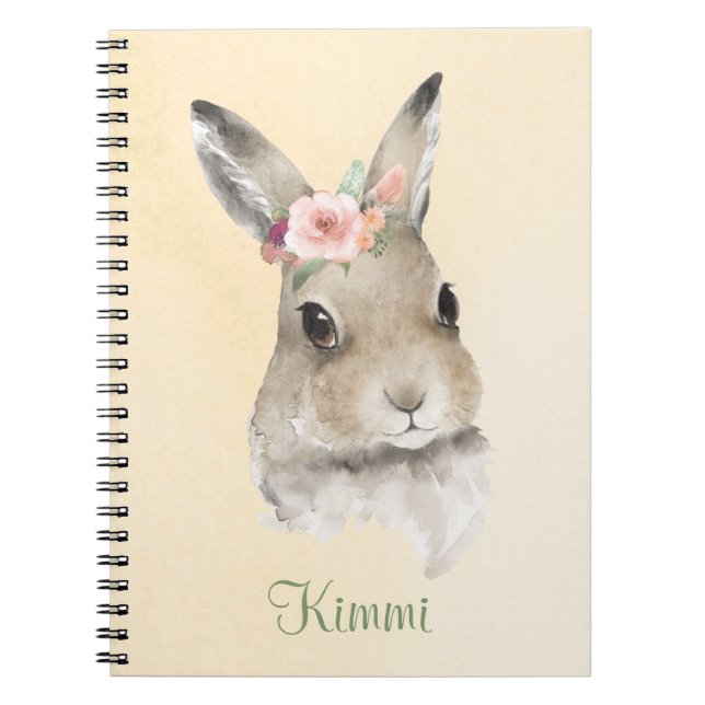 Caderno Espiral Coelho Coelho Aquarela Nome Floral Cujo (Frente)