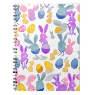 Caderno Espiral coelho com ovos de Páscoa