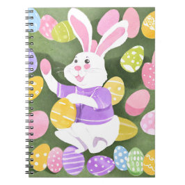 Caderno Espiral coelho com ovos de Páscoa