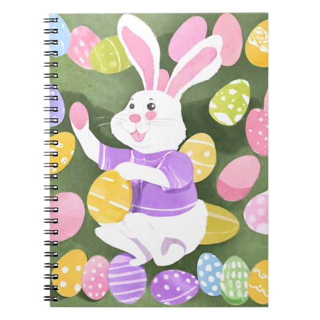Caderno Espiral coelho com ovos de Páscoa (Frente)