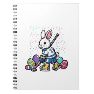 Caderno Espiral Coelho da Páscoa Jogador de Hóquei no Gelo Ovos Co