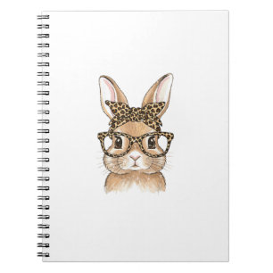Caderno Espiral Coelho da Páscoa Óculos de Leopardo Bandana Coelho