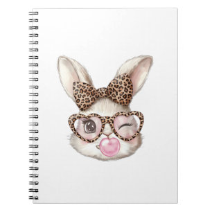 Caderno Espiral Coelho da Páscoa Óculos Fofo Leopardo Coelho Rabbi