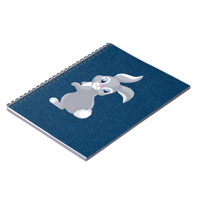 Caderno Espiral Coelho de Cartoon de Cinza (Left Side)