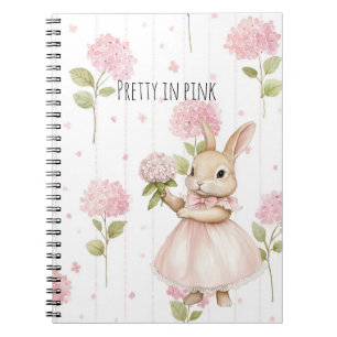 Caderno Espiral Coelho de Flores Rosa Bonito