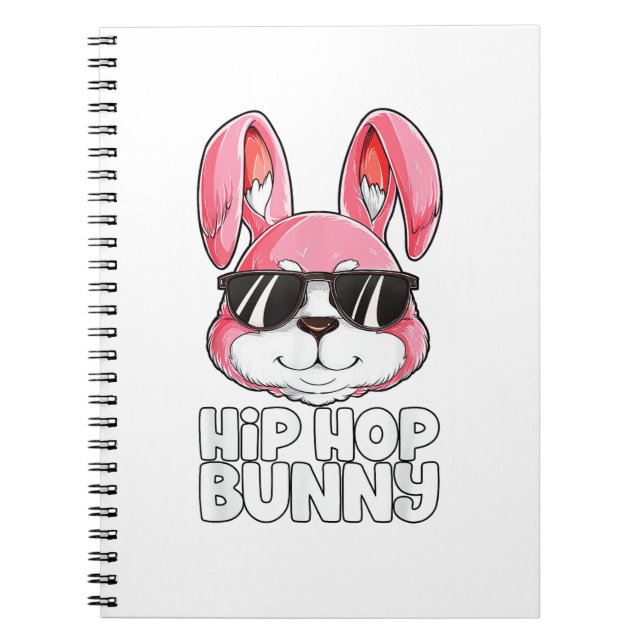 Caderno Espiral Coelho de Hip Hop de Páscoa Meninos Meninas Crianç (Frente)