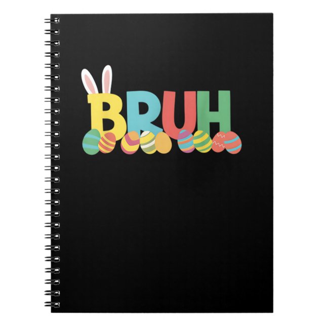 Caderno Espiral Coelho de Páscoa Bruh Meme Fofo Para Crianças _11 (Frente)