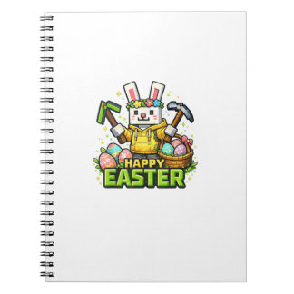 Caderno Espiral Coelho de Páscoa Feliz Ovo de Gamer de Vídeo Game 
