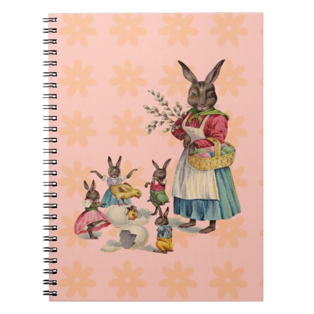 Caderno Espiral Coelho de Páscoa Frango Coelho Ovos (Frente)