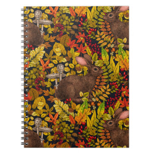 Caderno Espiral Coelho do outono a preto