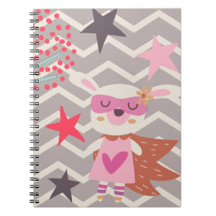 Caderno Espiral Coelho do super-herói da menina