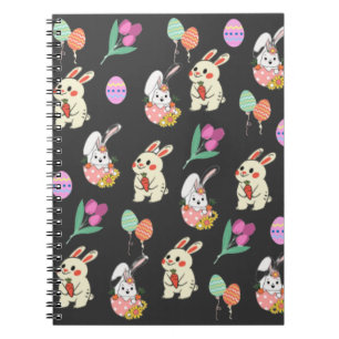 Caderno Espiral Coelho E Ovos De Padrão De páscoa
