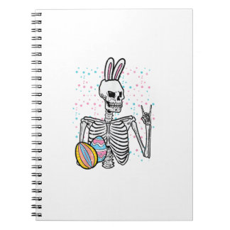 Caderno Espiral Coelho Esqueleto de Páscoa Mão de Balanço Meninos 