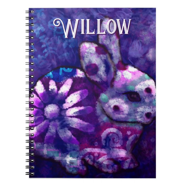 Caderno Espiral Coelho Floral Whimsical Personalizado (Frente)