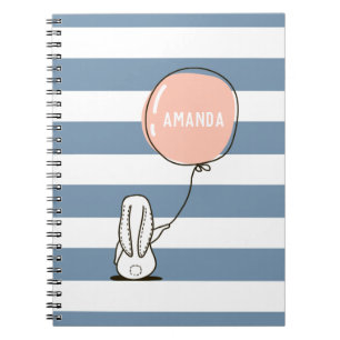 Caderno Espiral Coelho fofo. Coelho engraçado rosa e azul animal