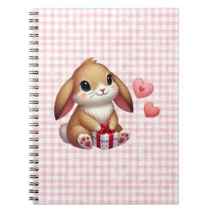 Caderno Espiral Coelho fofo do Dia dos Namorados
