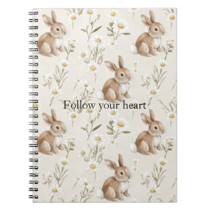 Caderno Espiral Coelhos Bunny Flores de Margarida