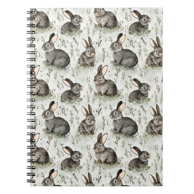 Caderno Espiral Coelhos Cinza da Primavera (Frente)