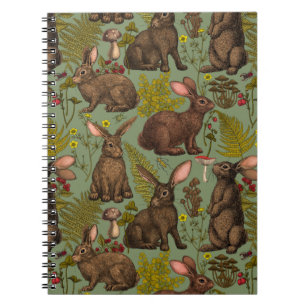 Caderno Espiral Coelhos e flora florestal Notebook
