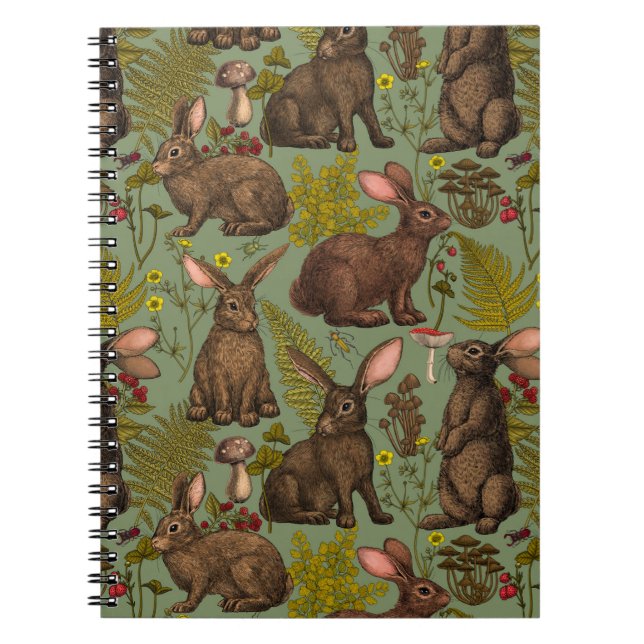 Caderno Espiral Coelhos e flora florestal Notebook (Frente)