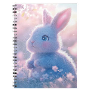 Caderno Espiral Coelhozinho Adorável em um Campo de Flores