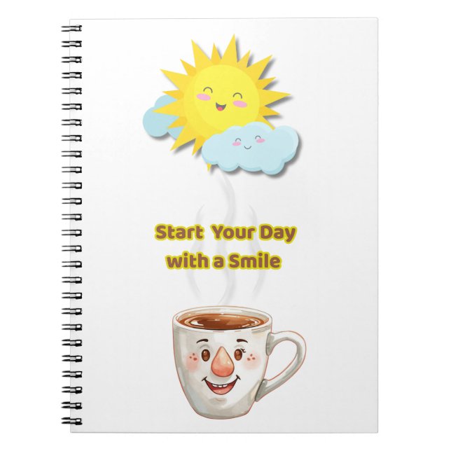 Caderno Espiral Coffee Time – Cute Smiling Cup (Frente)