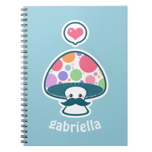 Caderno Espiral Cogumelo bonito com bigode