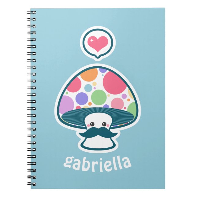 Caderno Espiral Cogumelo bonito com bigode (Frente)
