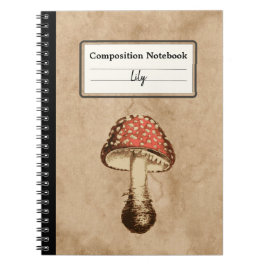 Caderno Espiral Cogumelo em uma antiga composição personalizada de