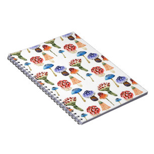 Caderno Espiral Cogumelos de cor aquosa