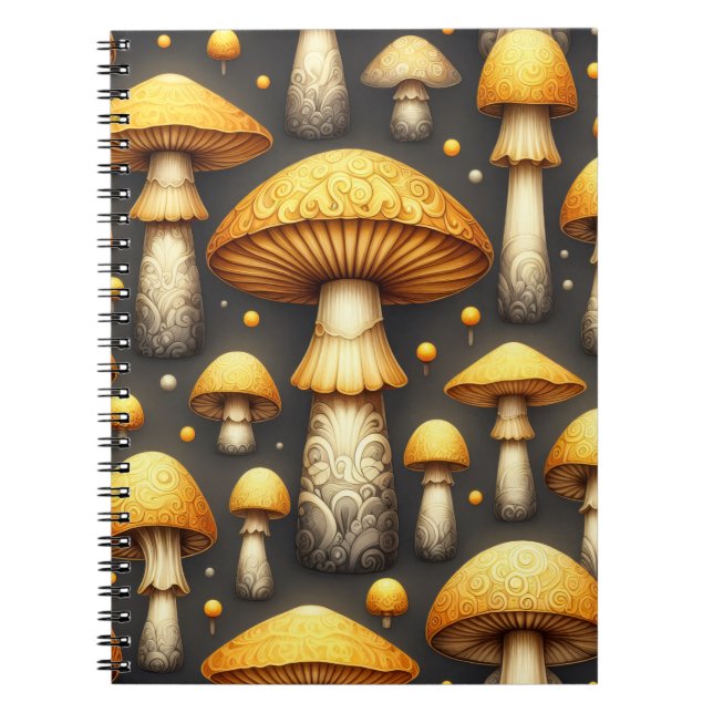 Caderno Espiral Cogumelos Dourados (Frente)