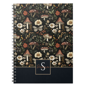 Caderno Espiral Cogumelos e flores personalizados - Cottagecore