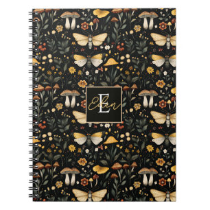 Caderno Espiral Cogumelos e flores personalizados - Cottagecore