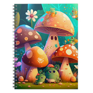 Caderno Espiral Cogumelos fofos e adoráveis para o quarto das cria