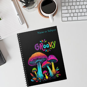 Caderno Espiral Cogumelos Psicodélicos Coloridos-