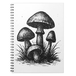 Caderno Espiral Cogumelos Silvestres da Floresta – Arte com Tinta